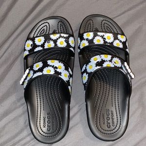 Brand new floral croc slides.